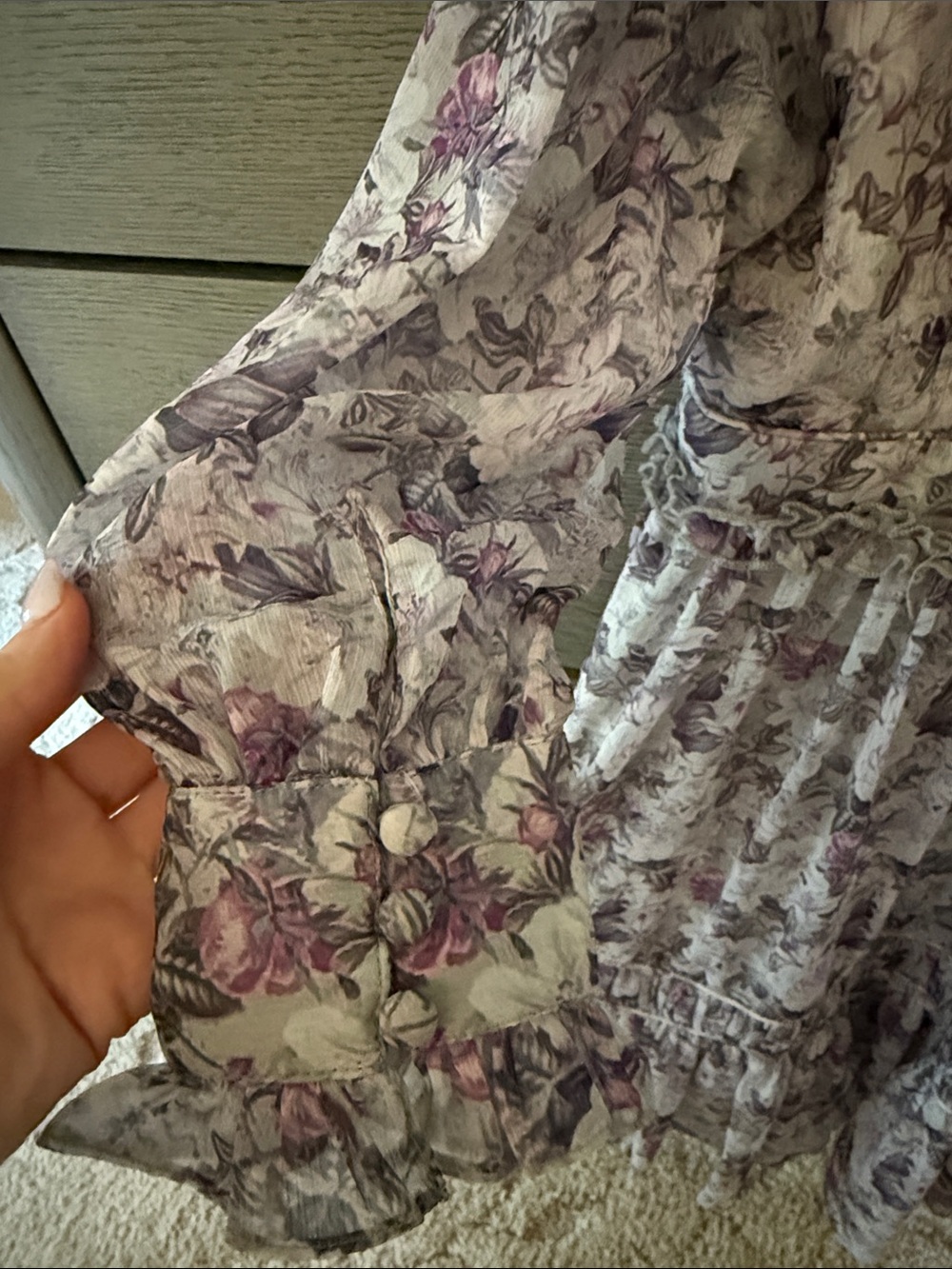 Ivy City Co Mini (Girls) Lavender and Pink Floral Ruffle Tiered Dress - Picture 5 of 7